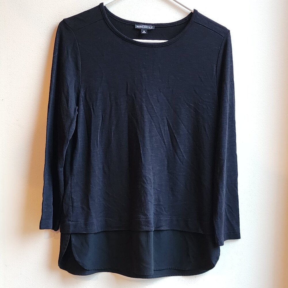 J. Crew Mercantile Black Scoop Neck Blouse Size Medium